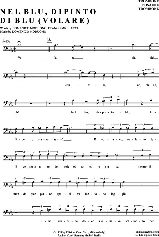 Product gallery: Page 1 of 4 Volare (Nel blu dipinto di blu) , Modugno, Domenico,  (trombone / baritone)