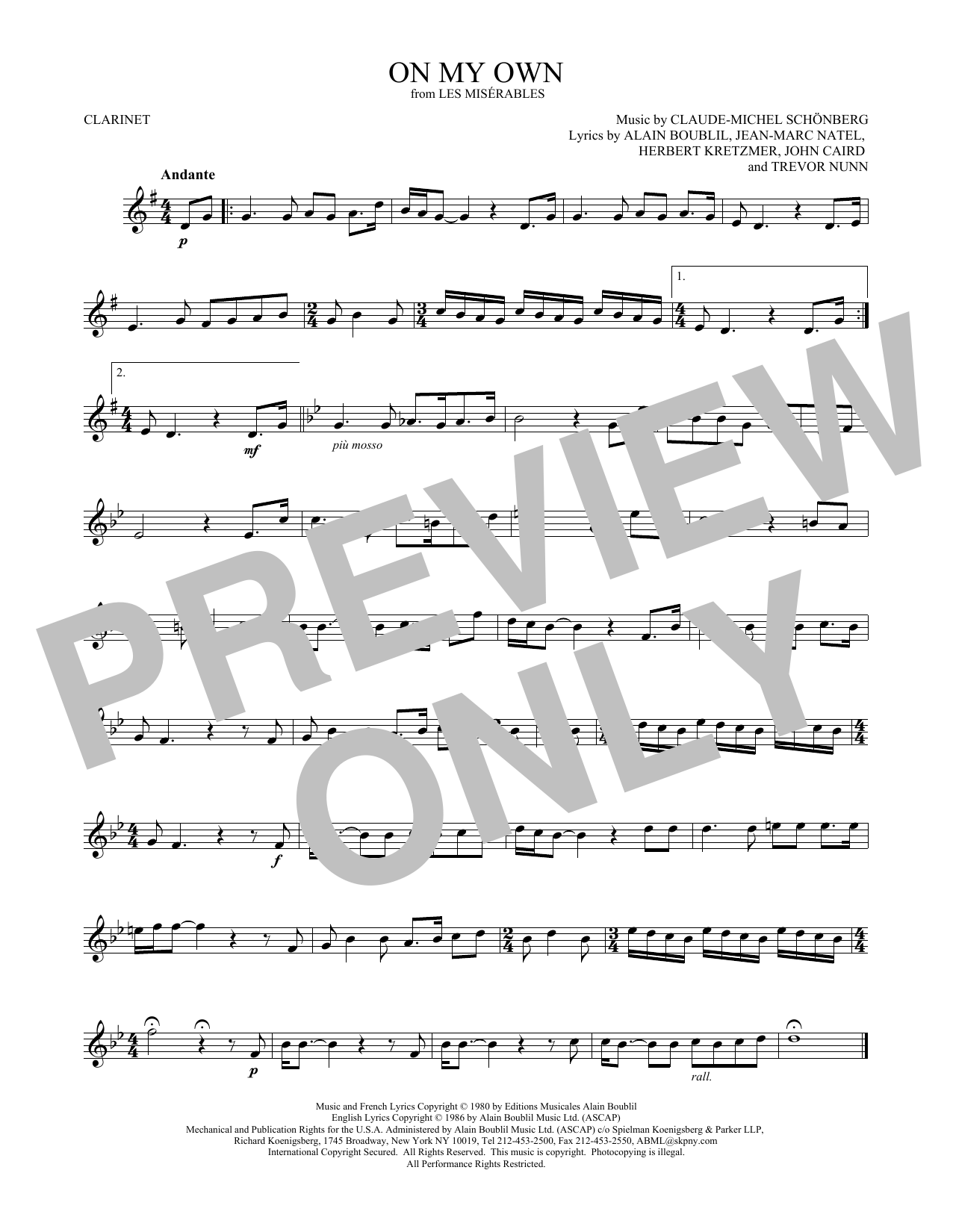 Product gallery: Page 1 of 1 On My Own (from Les Miserables), Claude-Michel Schönberg
