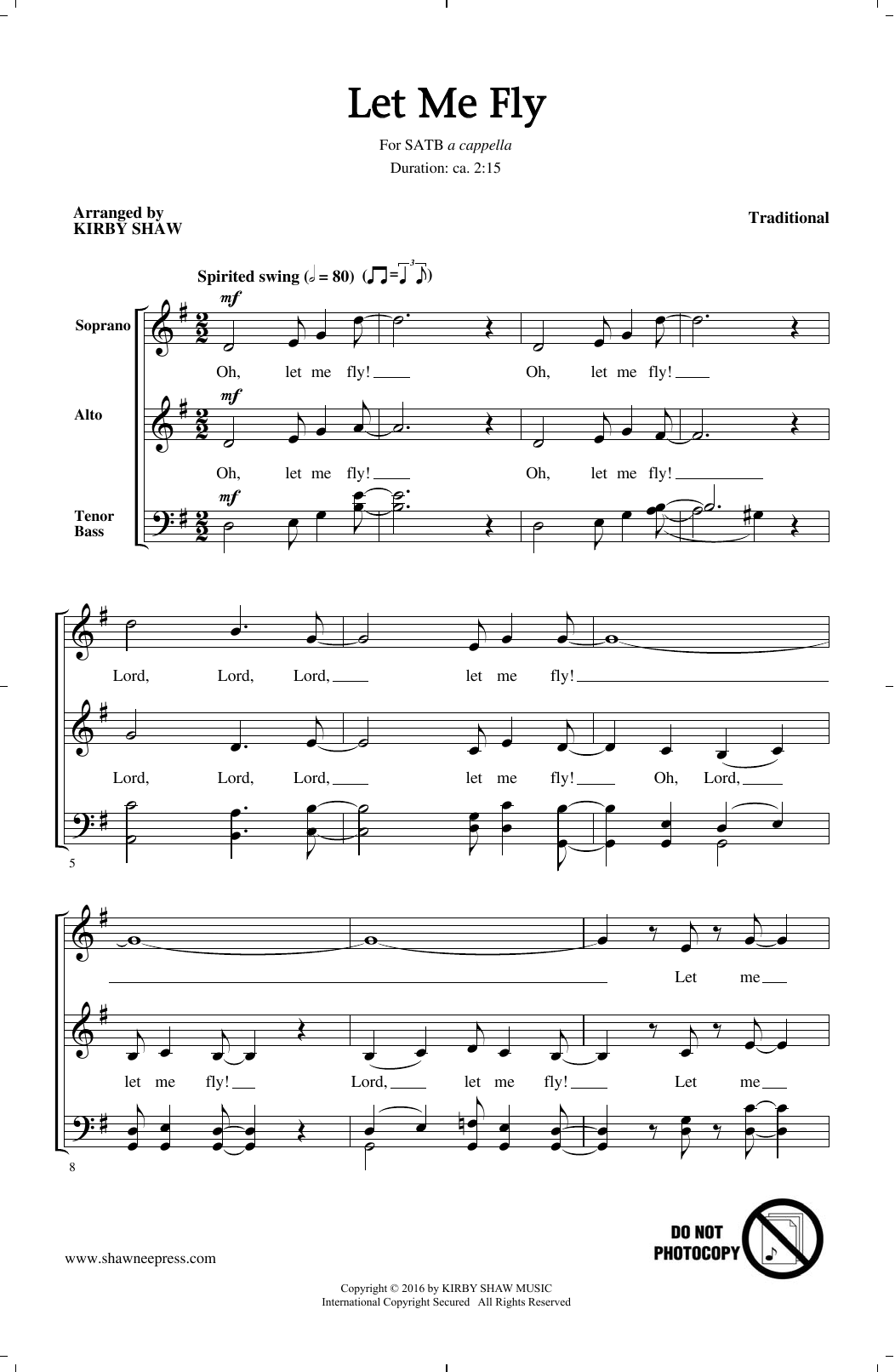 Product picture to: Let Me Fly (arr. Kirby Shaw)
