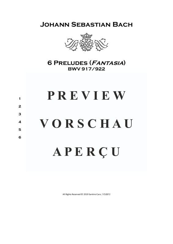 Produktgalerie: Seite 2 von 11 6 Präludien (Fantasia) BWV 917-922, , Klavier/Cembalo Solo