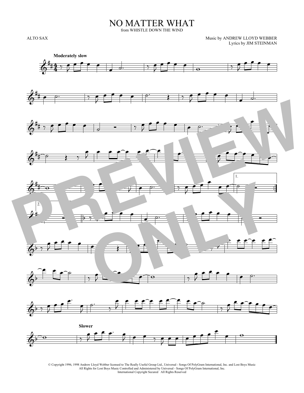 Product gallery: Page 1 of 1 No Matter What (from Whistle Down the Wind), Andrew Lloyd Webber