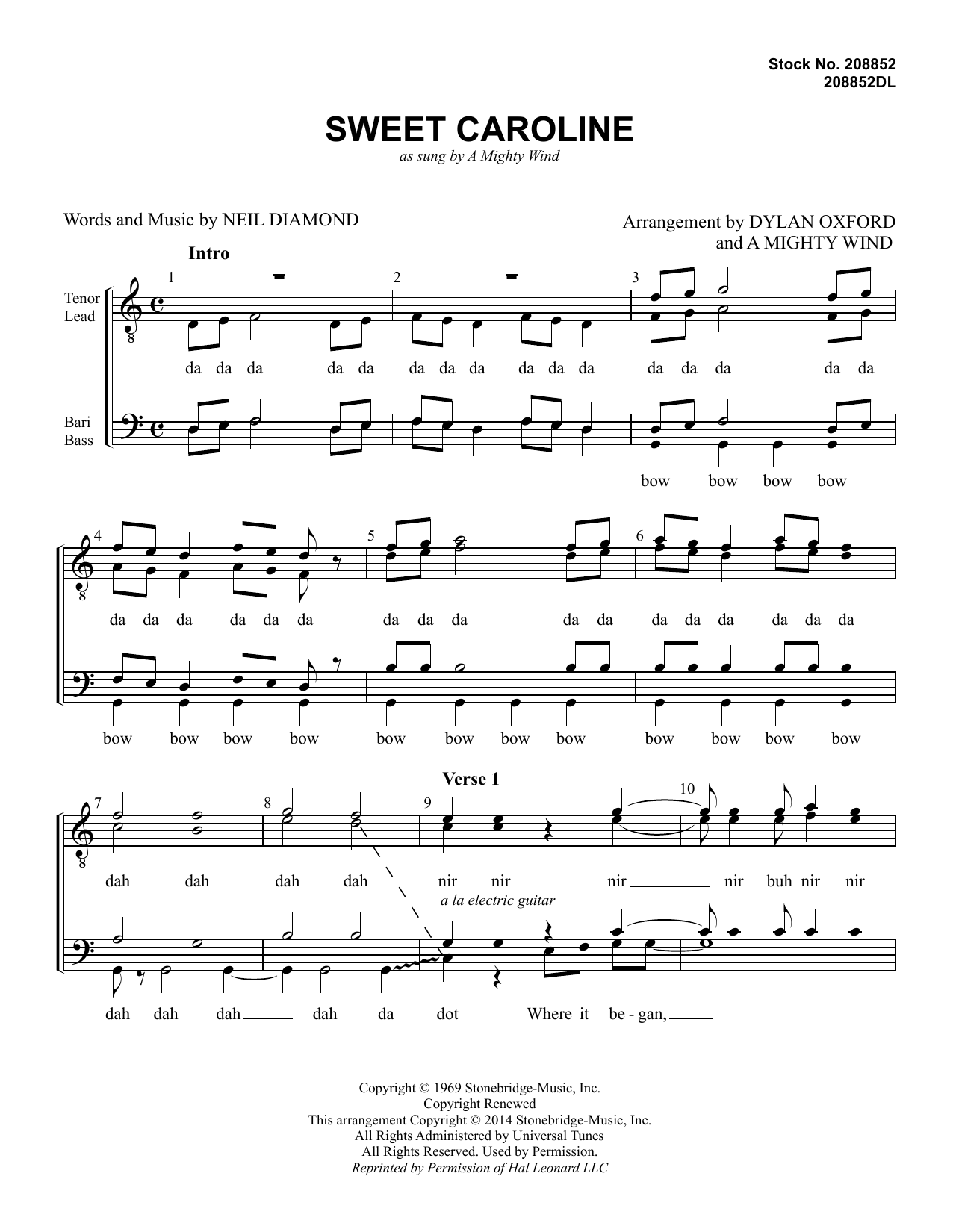 Produktgalerie: Seite 1 von 1 Sweet Caroline (arr. Dylan Oxford & A Mighty Wind), A Mighty Wind, Chor