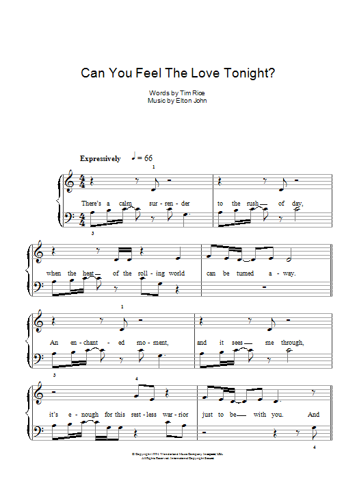 Product picture to: Can You Feel The Love Tonight (from The Lion King)