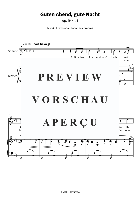 gallery: Guten Abend, gute Nacht (Wiegenlied) - op. 49 Nr. 4, , Gesang und Klavier