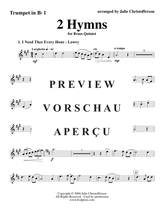 Produktgalerie: Seite 6 von 15 Zwei Hymnen , , (Blechbläserquintett)