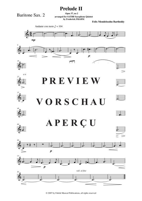 Product gallery: Page 21 of 21 Prelude 2 , , (Saxophone Quintet SATBB)