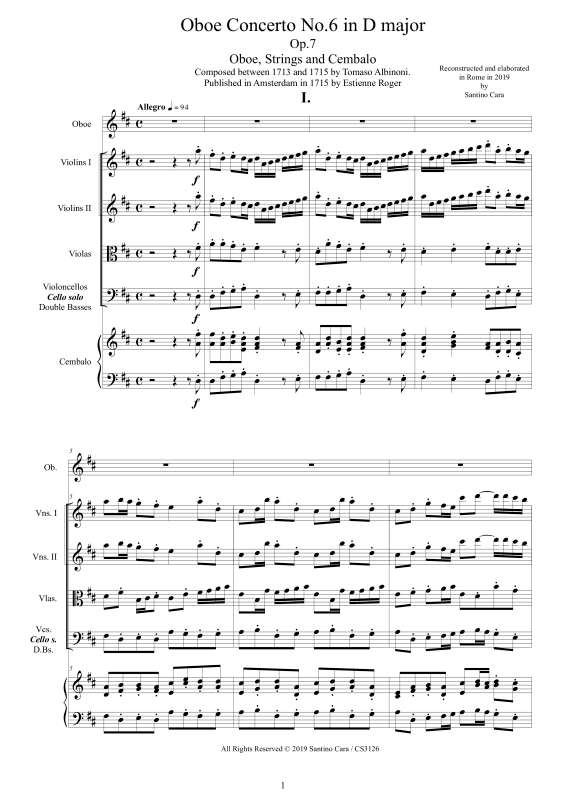 Product picture to: Concerto No.6 in D-Dur Op.7Tomaso Albinoni