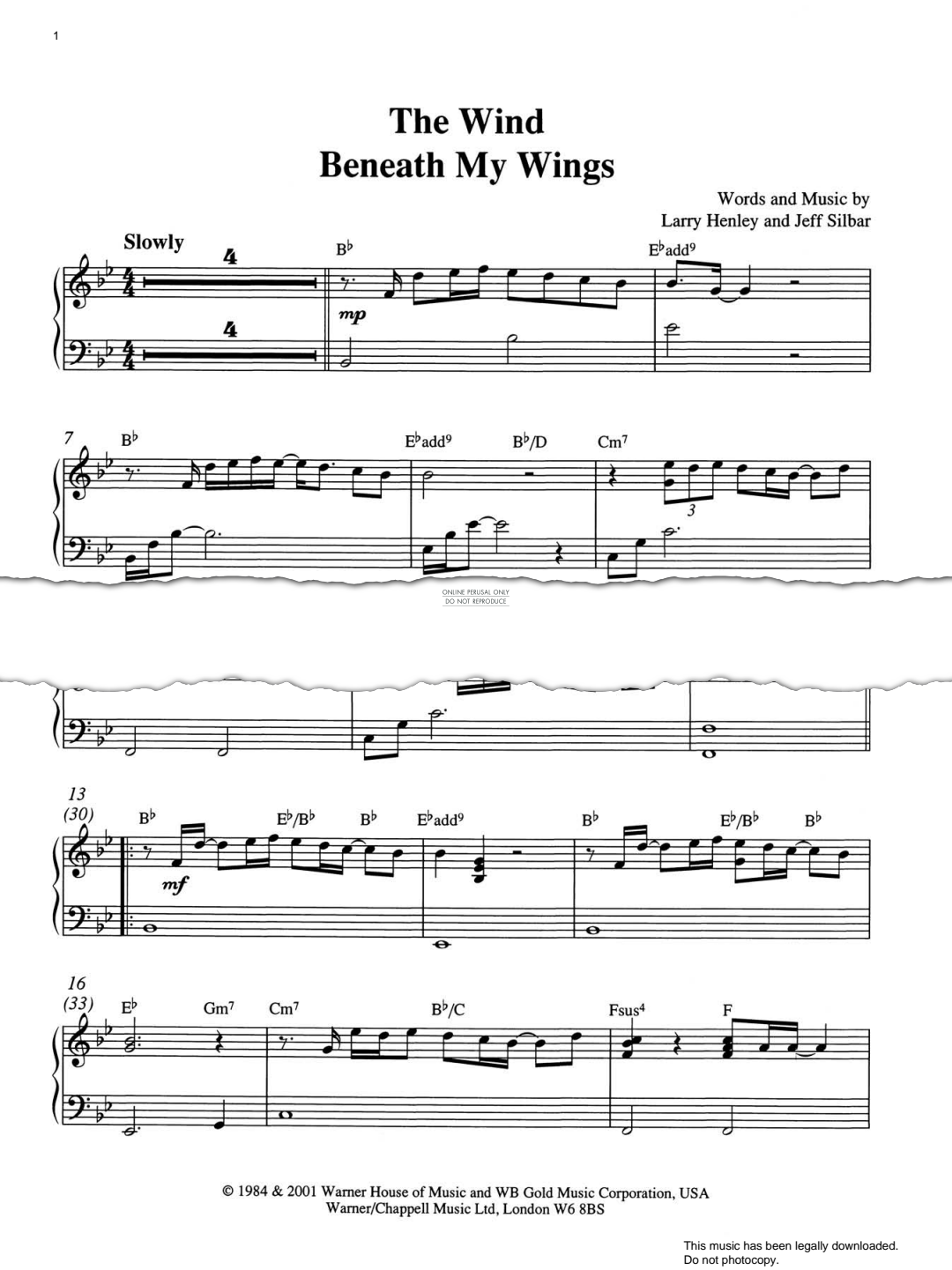 gallery: The Wind Beneath My Wings, Bette Midler, Klavier