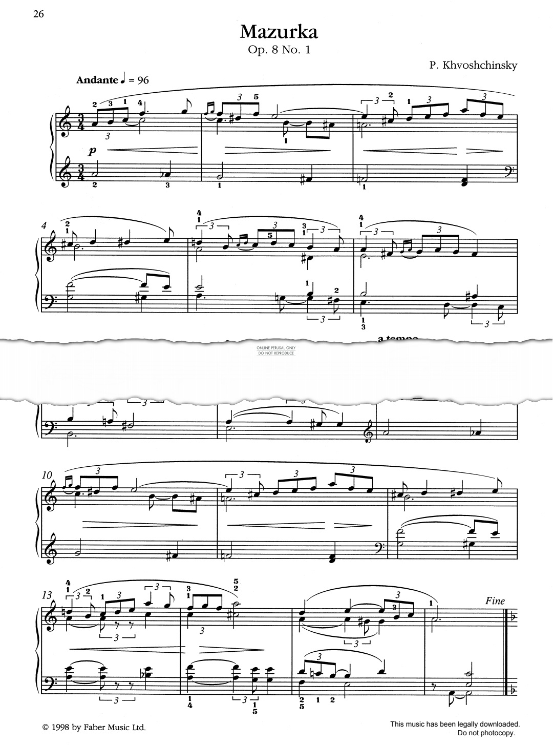 Produktbild zu: Mazurka Op. 8, No. 1