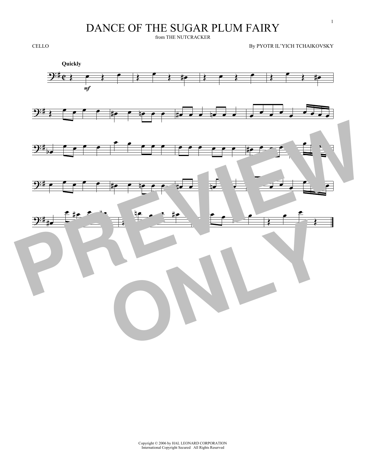 Produktgalerie: Seite 1 von 1 Dance Of The Sugar Plum Fairy, Op. 71a (from The Nutcracker), Pyotr Il'yich Tchaikovsky, Violoncello