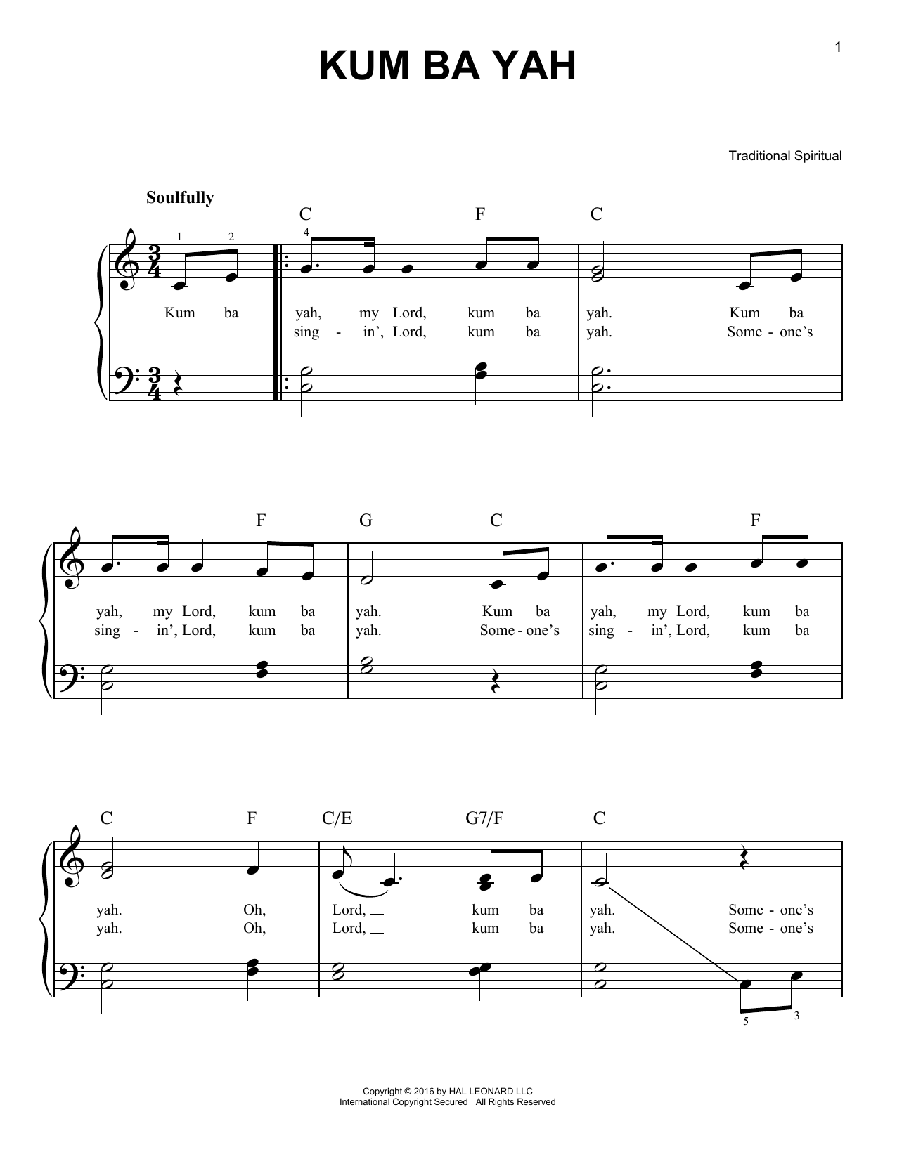 Produktgalerie: Seite 1 von 1 Kum Ba Yah, Traditional Spiritual, Klavier