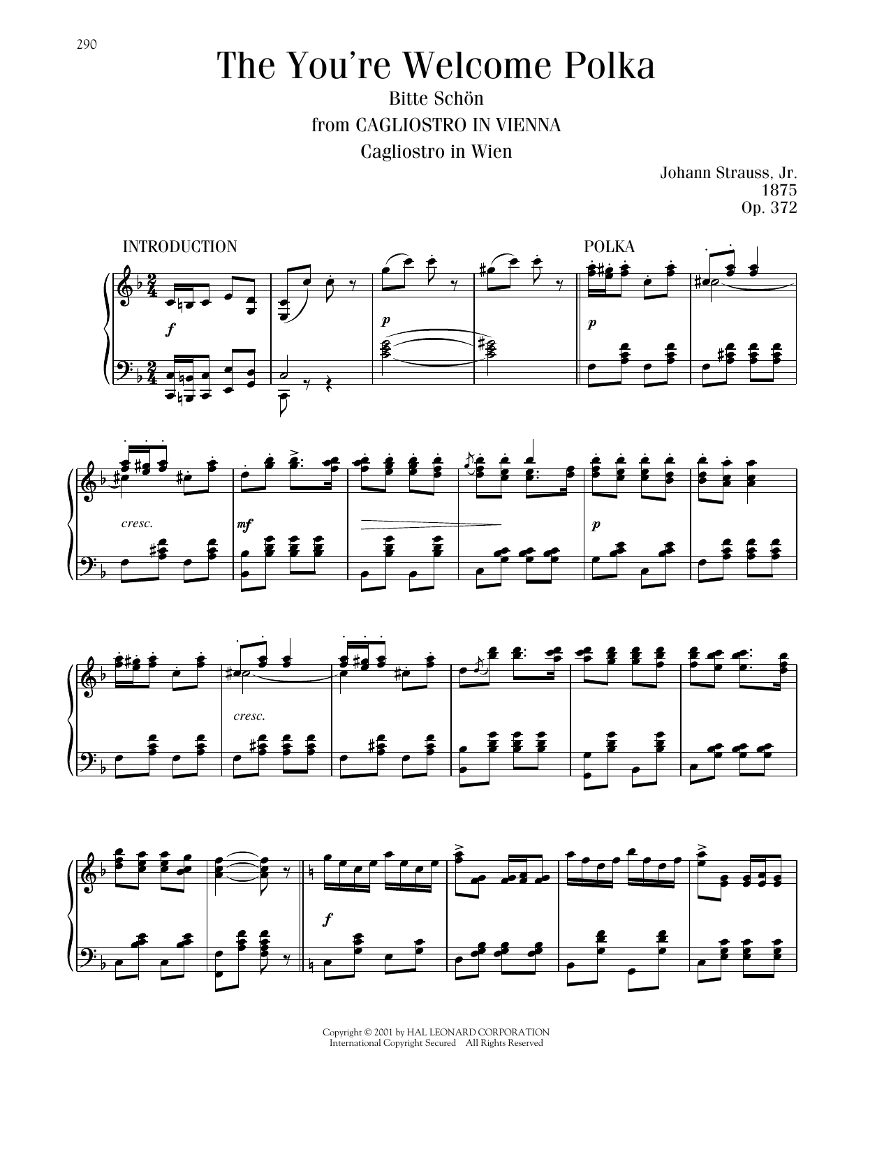 Product picture to: The You're Welcome Polka, Op. 372