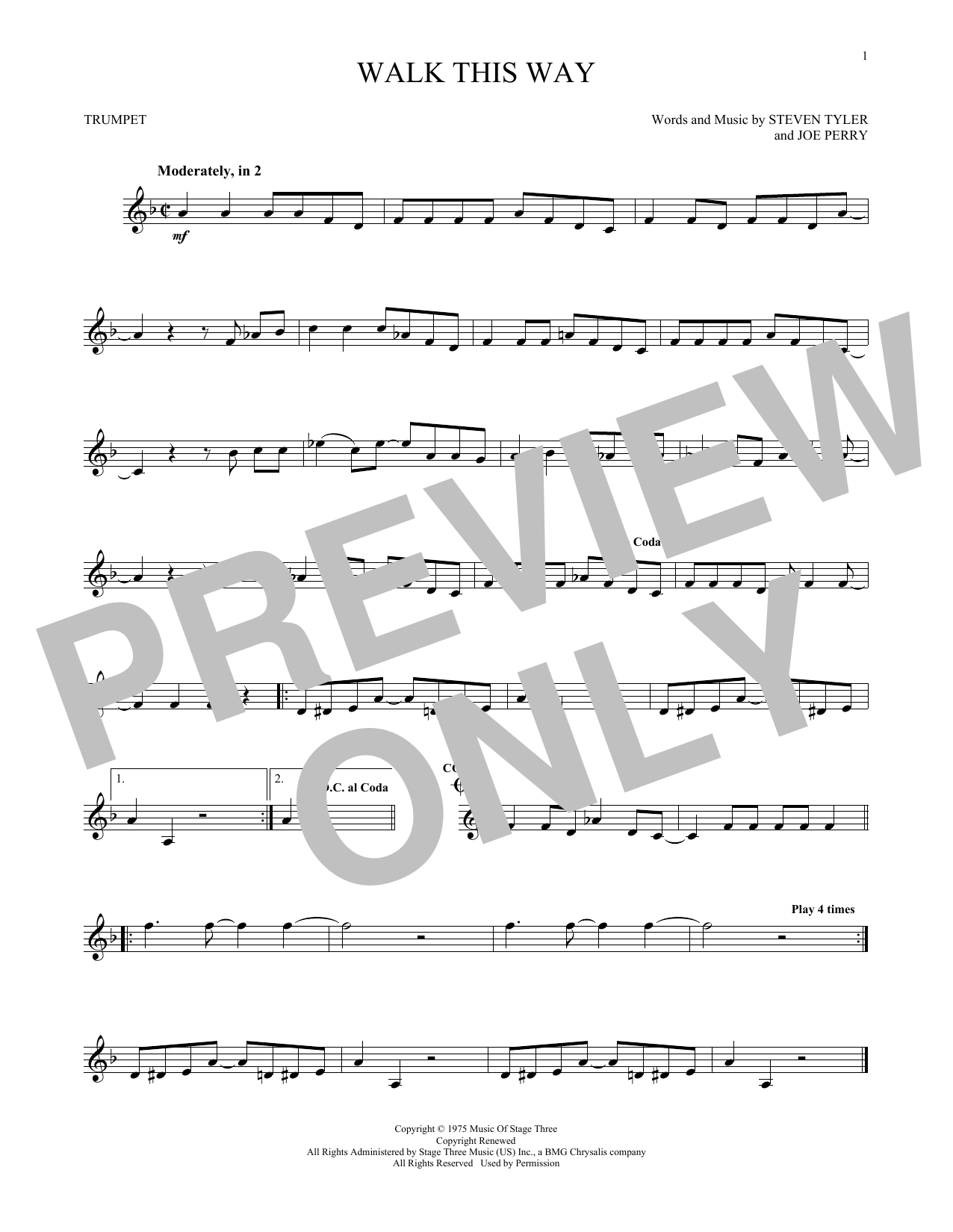 Produktgalerie: Seite 1 von 1 Walk This Way, Aerosmith, Trompete