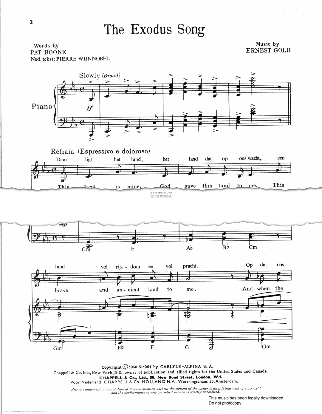 Product gallery: Page 1 of 1 The Exodus Song, Ernest Gold