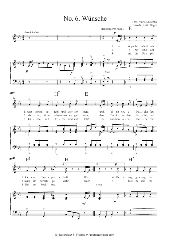 Product picture to: Wünsche (inklusive Kapo-Version)  (Klavier + Gesang) arr. Karl Pfleger