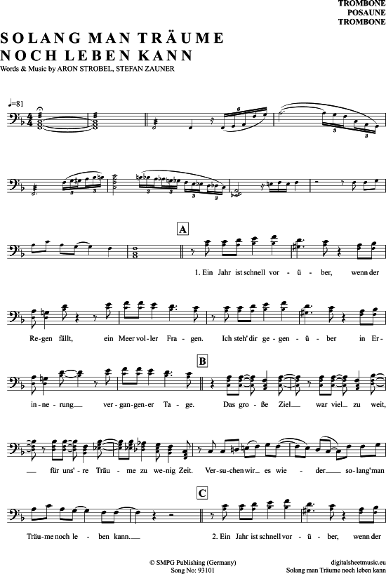 Product gallery: Page 1 of 4 Solang Man Träume Noch Leben Kann , Münchener Freiheit, (Posaune / Bariton)