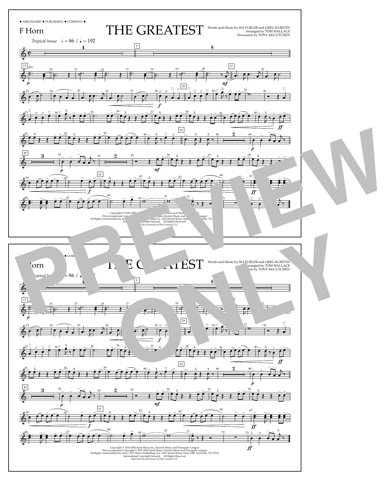 Product picture to: The Greatest - F Horn