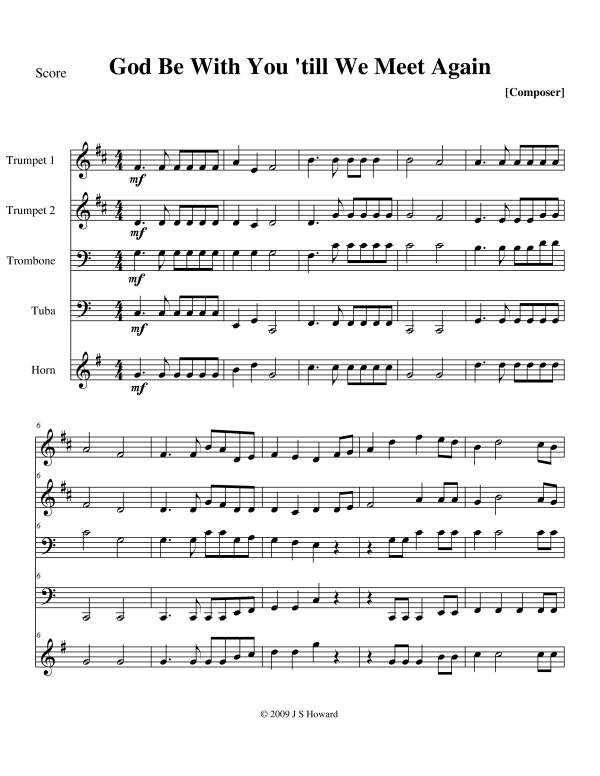 Produktgalerie: Seite 1 von 11 God Be With You 'Till We Meet Again, , Blechbläser Quintett