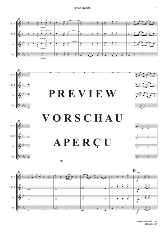 Produktgalerie: Seite 4 von 16 Georgy Girl , Seekers, The, (Blechbläser Quartett)