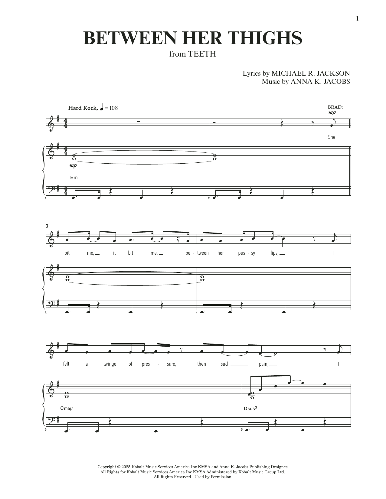 Produktgalerie: Seite 1 von 1 Between Her Thighs (from Teeth), Anna K. Jacobs and Michael R. Jackson, Gesang, Klavier