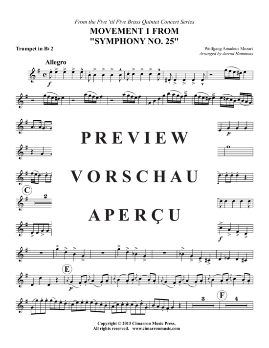 Produktgalerie: Seite 13 von 21 1.Satz aus Symphony Nr. 25 , , (Blechbläser-Quintett)