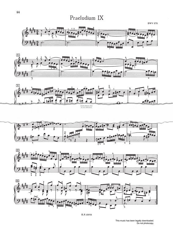 Produktbild zu: Prelude And Fugue No.9 in E major, BWV 878 (from 'The Well-Tempered Klavier Book II')