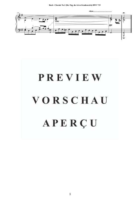 Product gallery: Page 4 of 4 Choral No.1 in G-Dur (Der Tag, der ist so freudenreich) BWV 719, , Solo Piano