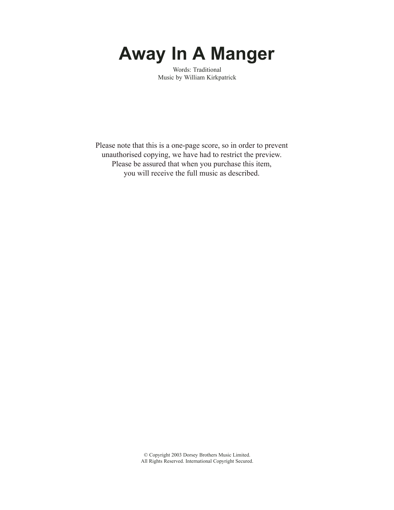 Produktbild zu: Away In A Manger