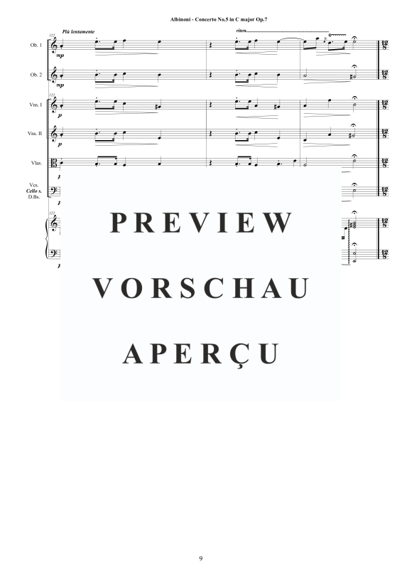 Product gallery: Page 10 of 11 Concerto No.5 in C-Dur Op.7, , 2 Solo Oboes, String Ensemble, and Harpsichord (Bc)