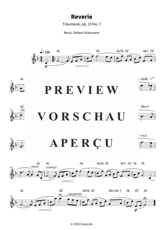 Produktgalerie: Seite 5 von 5 Reverie - Simplified Version from Scenes from Childhood, Op. 15, , Altsaxophon in Es Solo und Akkorde - Leadsheet