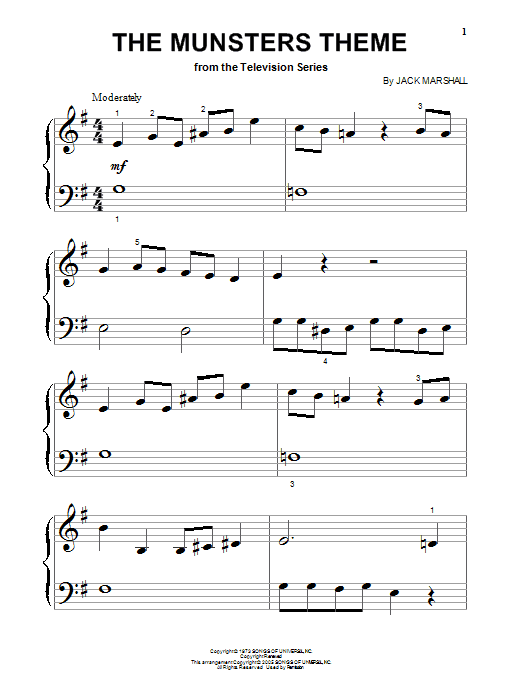 Produktgalerie: Seite 1 von 1 The Munsters Theme, Jack Marshall, Klavier