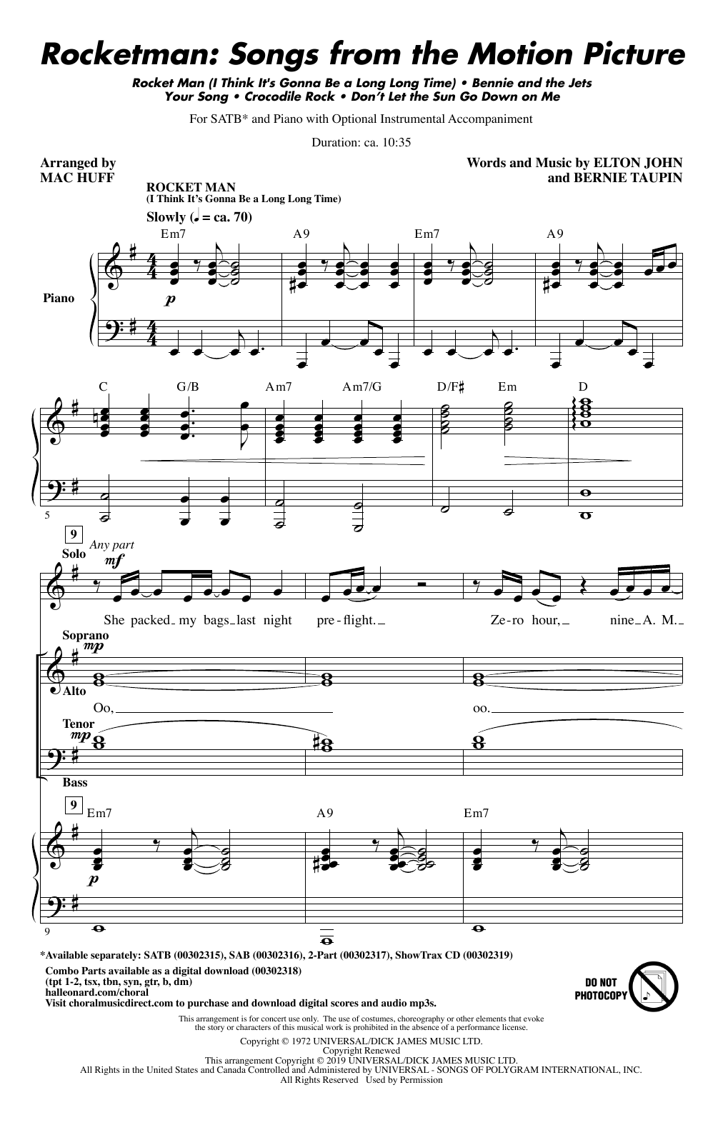 Produktbild zu: Rocketman: Songs from the Motion Picture (arr. Mac Huff)