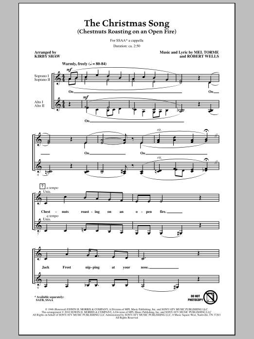 Product gallery: Page 1 of 1 The Christmas Song (Chestnuts Roasting On An Open Fire), Kirby Shaw