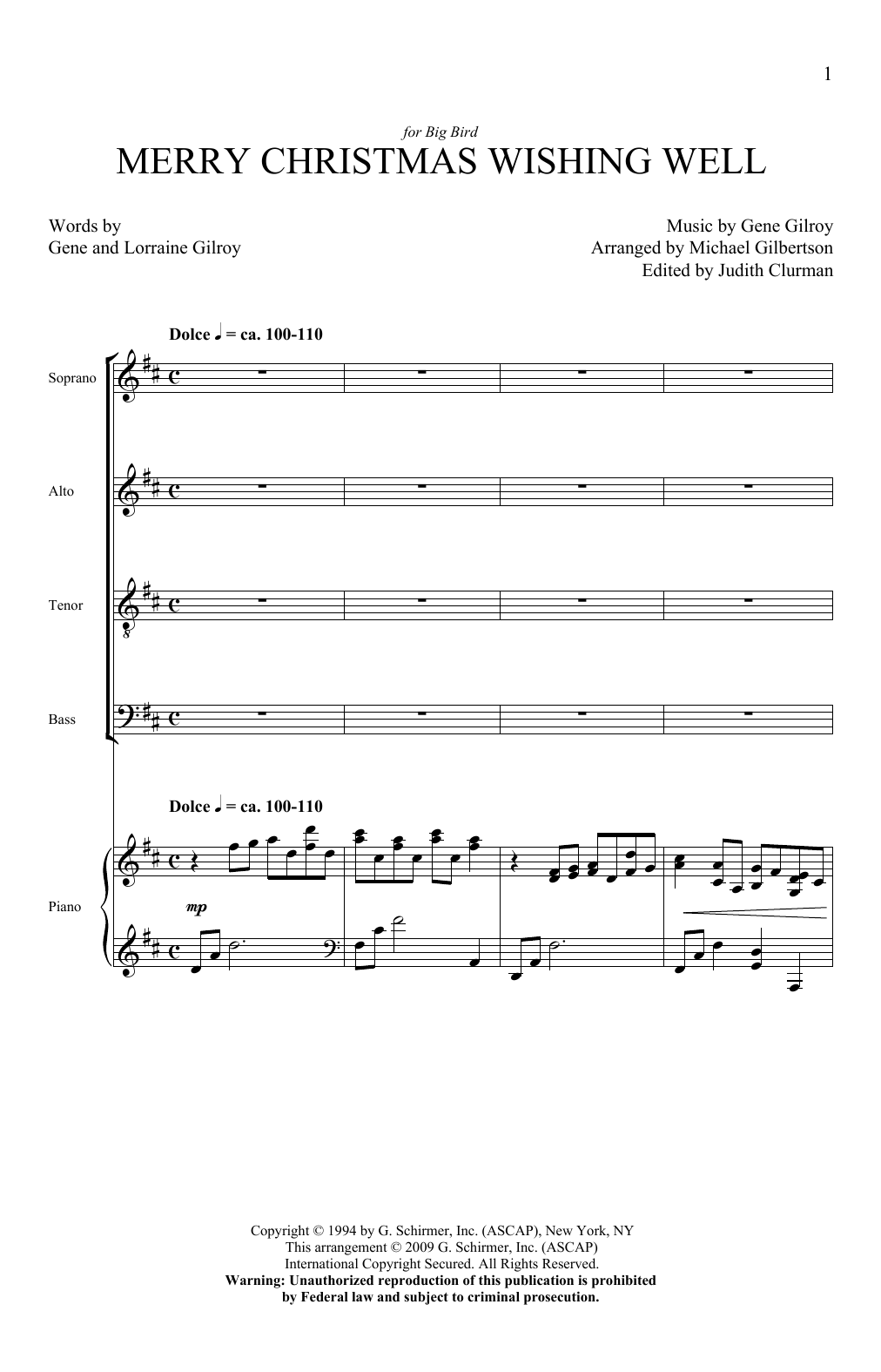 Produktgalerie: Seite 1 von 1 Merry Christmas Wishing Well, Michael Gilbertson, Chor