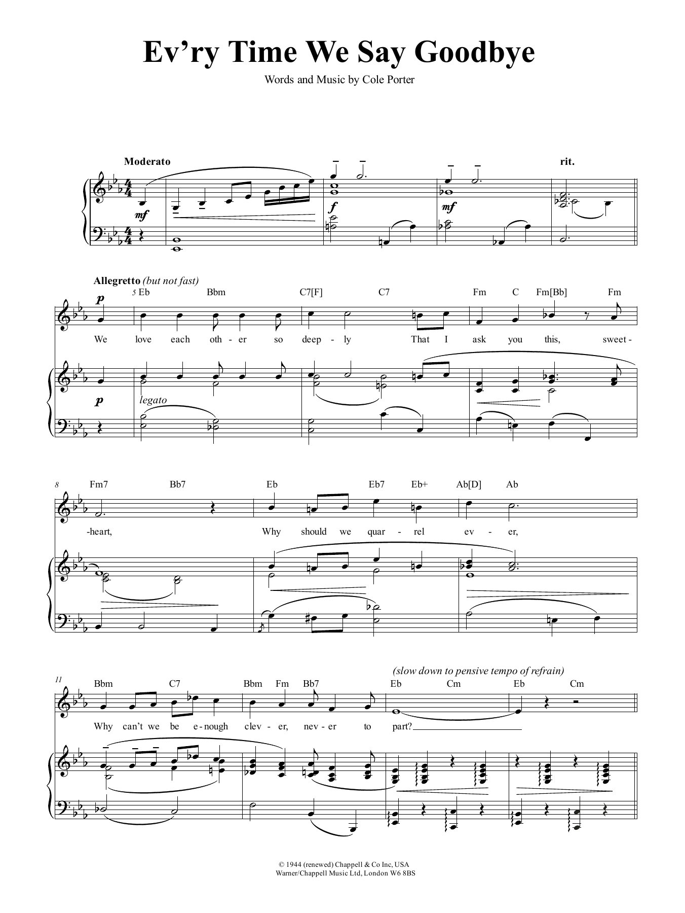 Product gallery: Page 1 of 1 Ev'ry Time We Say Goodbye, Cole Porter