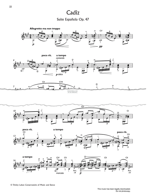 Produktgalerie: Seite 1 von 1 Cadiz (from Suite Española Op. 47), Isaac Albeniz, Gitarre