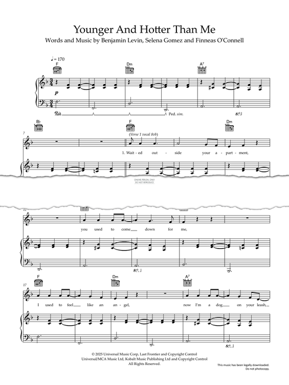 Produktgalerie: Seite 1 von 1 Younger And Hotter Than Me, Selena Gomez, Gesang, Gitarre, Klavier
