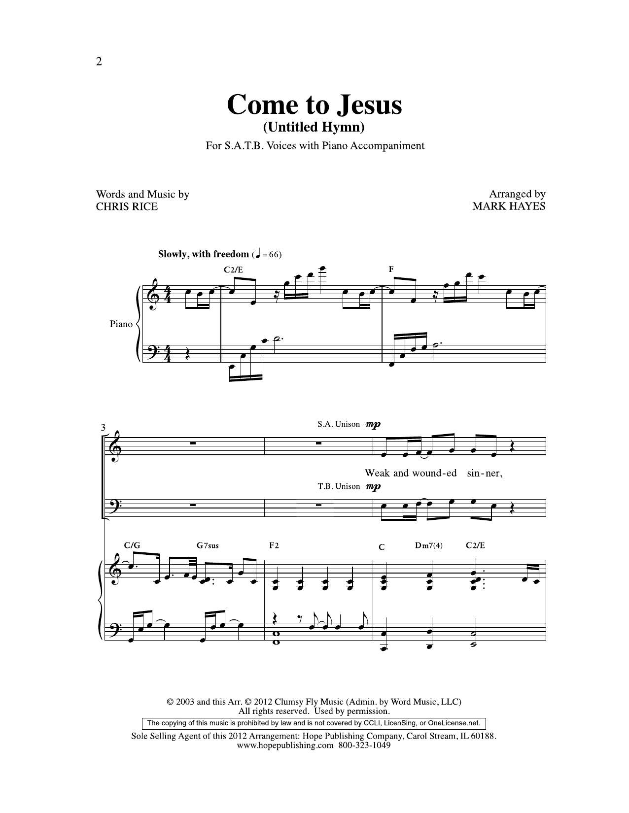 Produktbild zu: Come to Jesus (Untitled Hymn) (arr. Mark Hayes)
