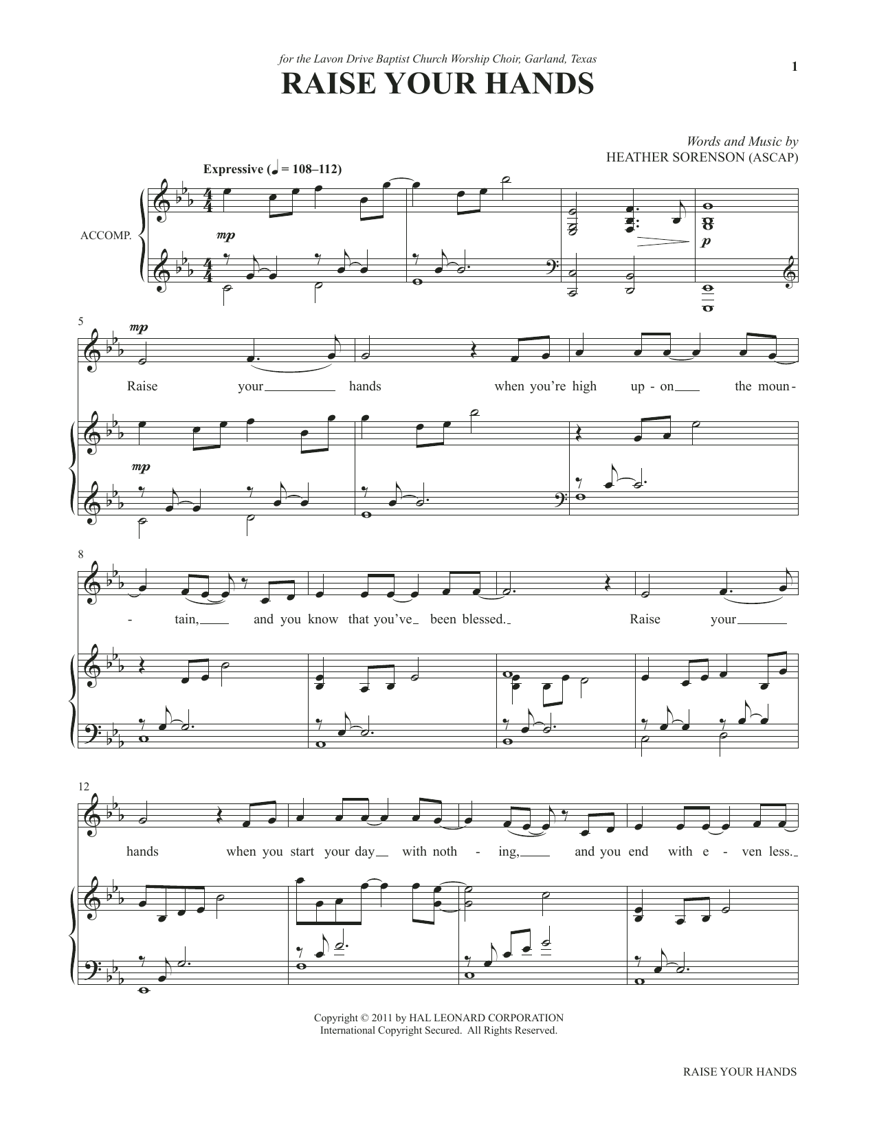 Product picture to: Raise Your Hands (from My Alleluia: Vocal Solos for Worship)