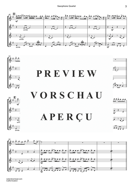 Product gallery: Page 6 of 11 Californication, Red Hot Chili Peppers, (Saxophone Quartet A(S)ATB)
