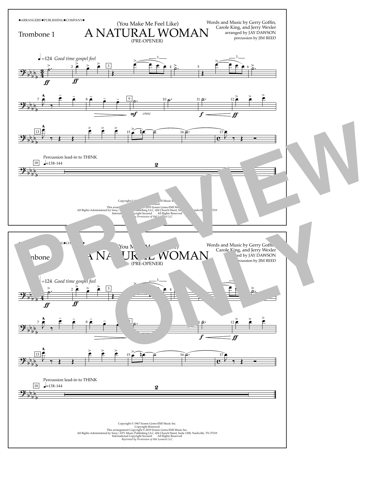 Produktbild zu: (You Make Me Feel Like) A Natural Woman (Pre-Opener) (arr. Jay Dawson) - Trombone 1