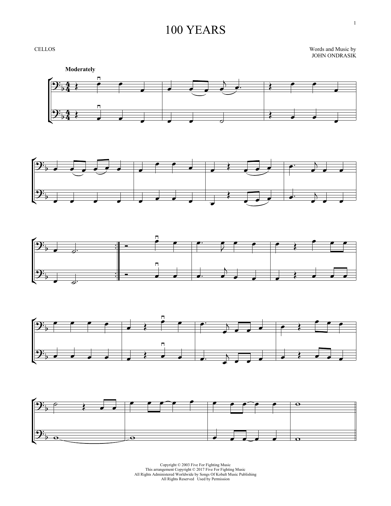 Produktgalerie: Seite 1 von 1 100 Years, Five For Fighting, Violoncello