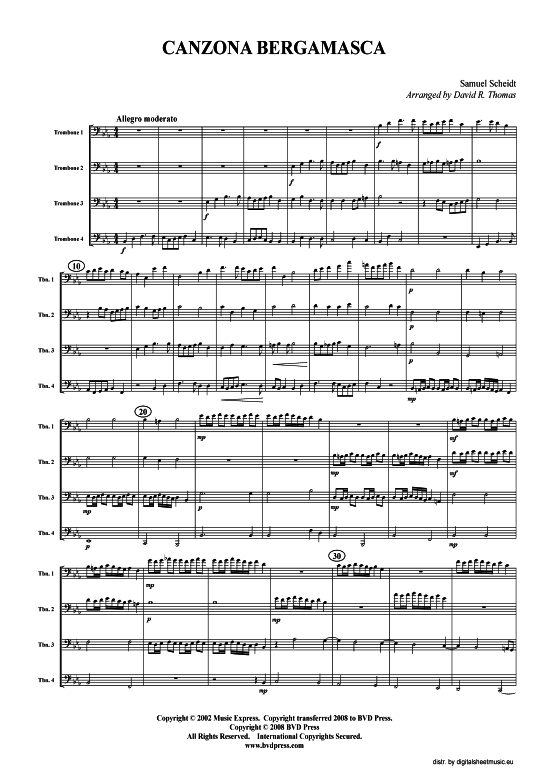 Product picture to: Canzona Bergamasca Samuel Scheidt (arr. Thomas)