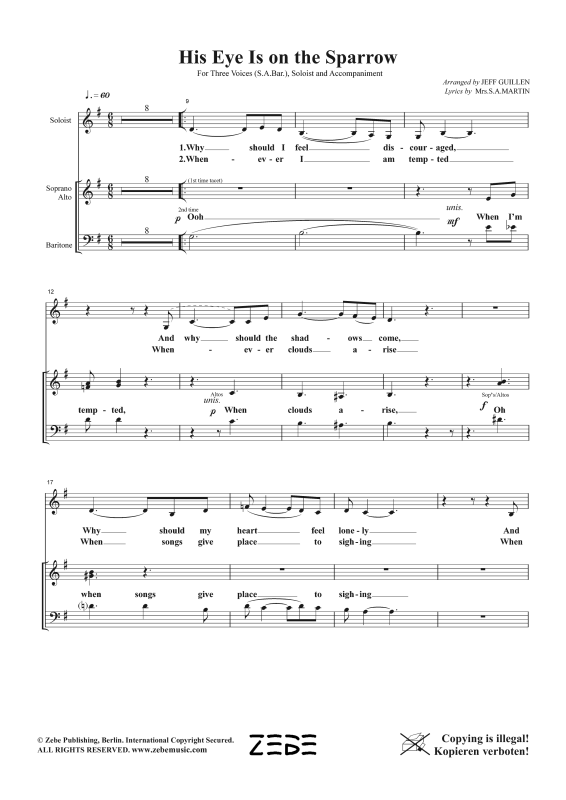Produktgalerie: Seite 1 von 11 His Eye Is On the Sparrow, , Gemischter Chor SAB, Solo und Klavier