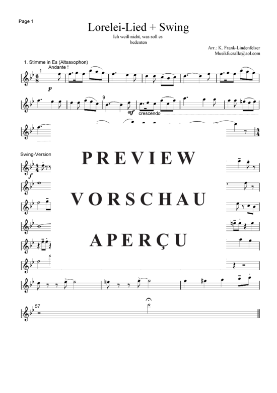 Produktgalerie: Seite 8 von 21 Lorelei-Lied + Swing , , (Blechbläser Quintett - Flexible Besetzung + Schlagzeug)