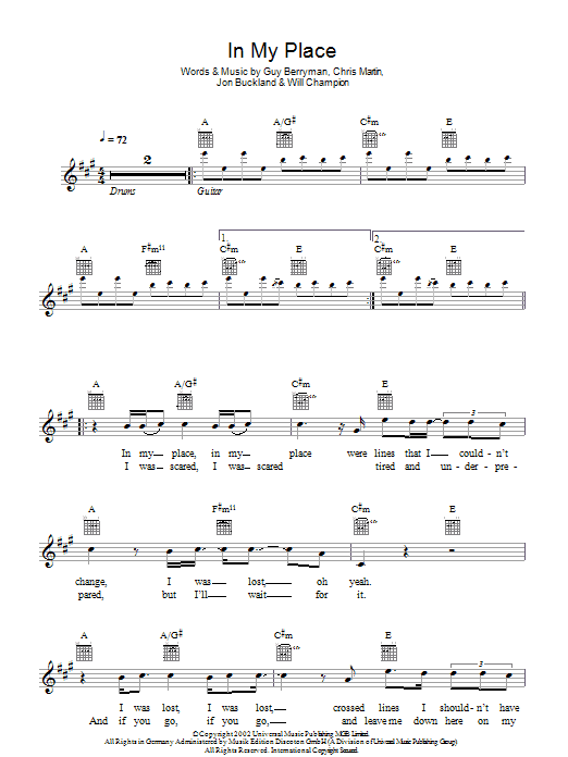 Produktgalerie: Seite 1 von 1 In My Place, Coldplay, Melodieinstrument