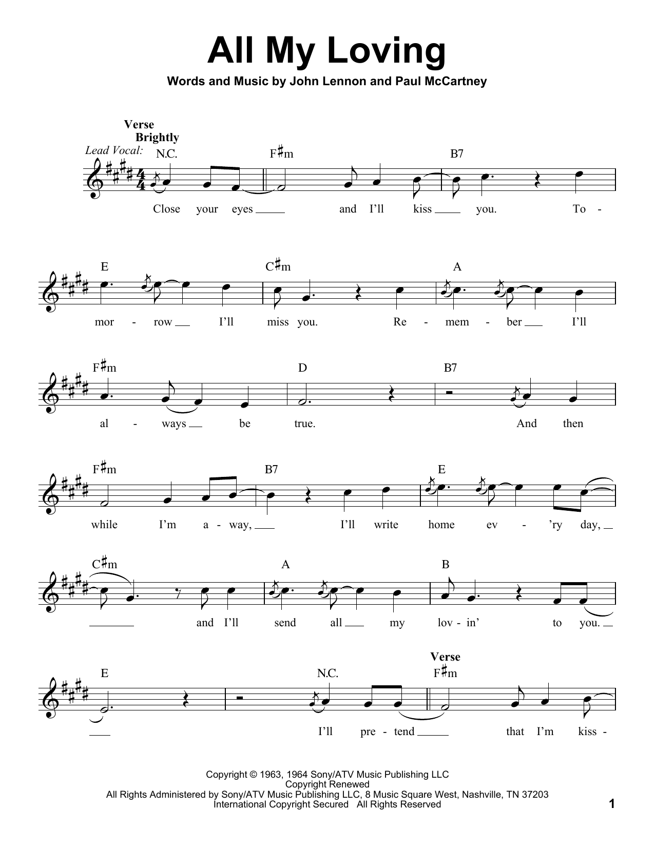 Produktgalerie: Seite 1 von 1 All My Loving, The Beatles, Gesang
