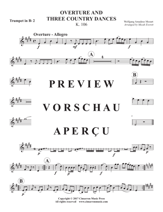 Produktgalerie: Seite 12 von 19 Overture and Three Country Dances, K. 106 , , (Blechbläserquintett)