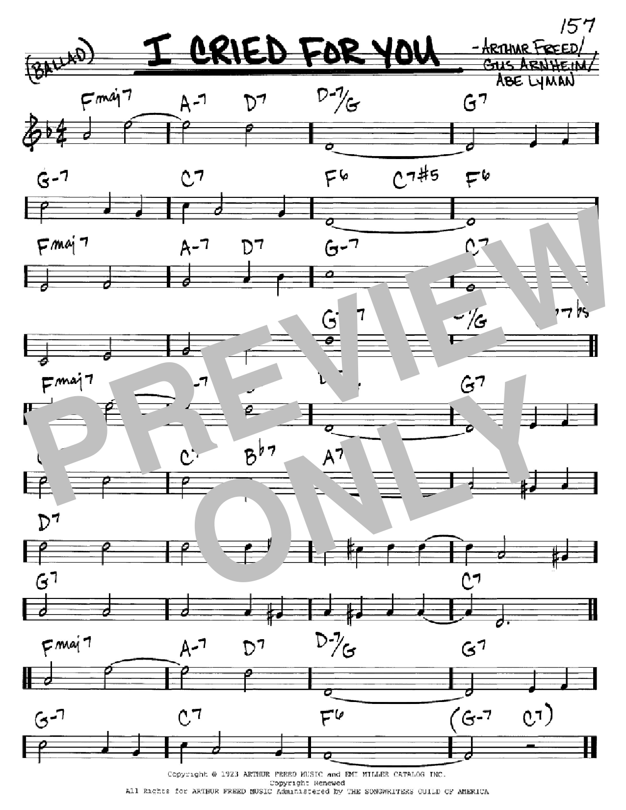 Product gallery: Page 1 of 1 I Cried For You, Abe Lyman