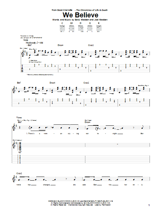 Produktgalerie: Seite 1 von 1 We Believe, Good Charlotte, Gitarre